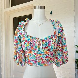 For Love & Lemons Claude Top Colorful Floral